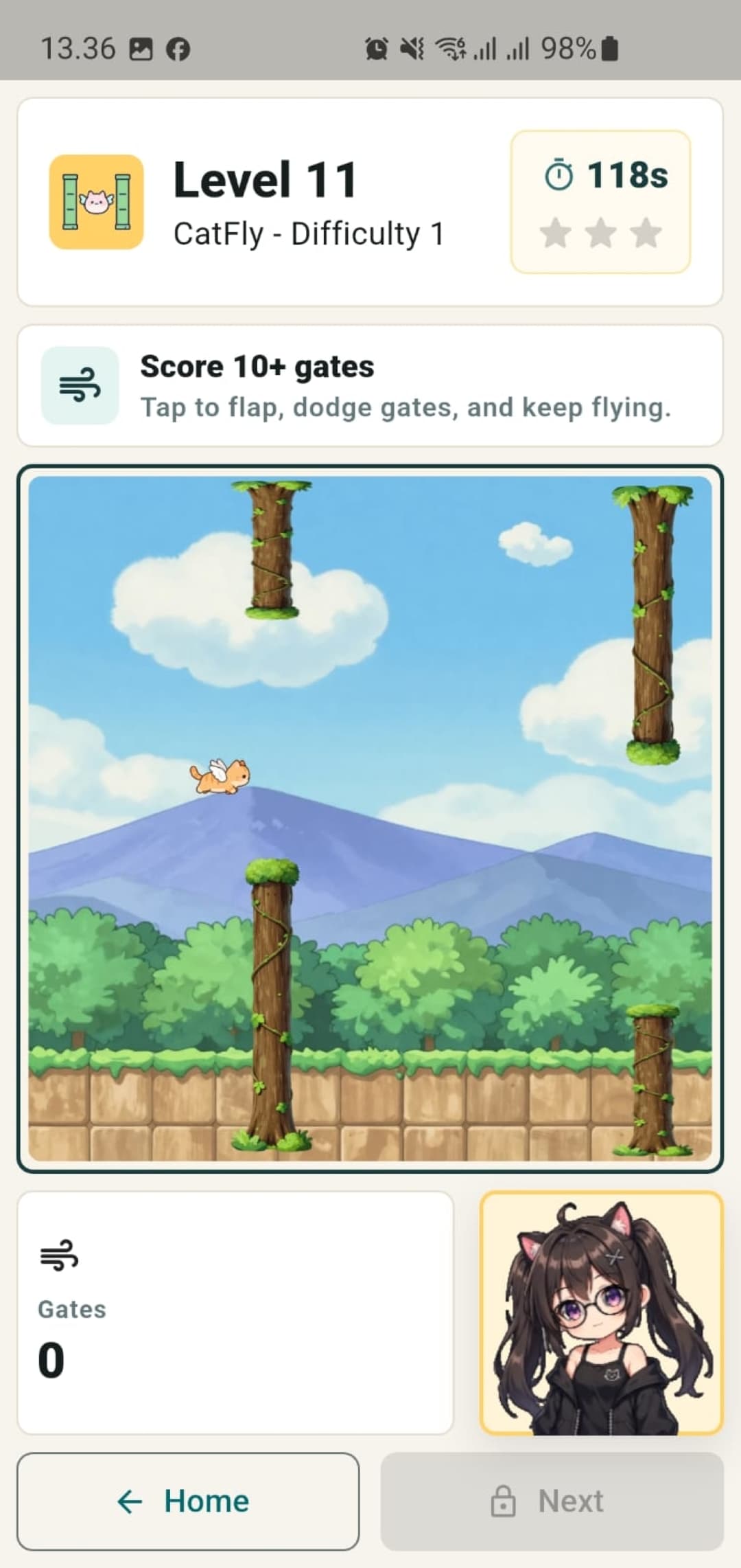 KittyQuest CatFly level with flying cat